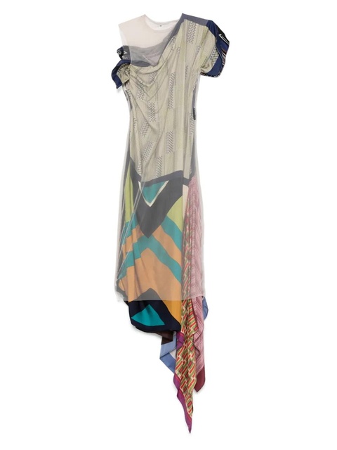 Marine Serre silk-scarves midi dress - Neutrals - zdjęcie produktu nr 1