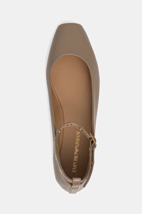 Emporio Armani baleriny skórzane kolor brązowy X3D303 XF271 00070 - zdjęcie produktu nr 2