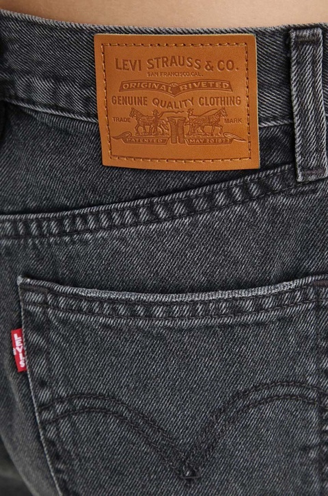 Levi's szorty jeansowe HIGH BAGGY SHORT damskie kolor czarny gładkie high waist A9311 - zdjęcie produktu nr 2