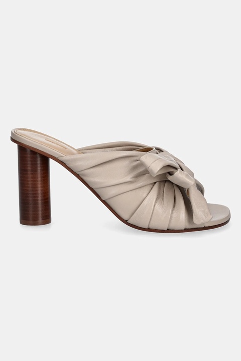 JW Anderson klapki skórzane damskie kolor beżowy na słupku SN0095 LA0161 190 - zdjęcie produktu nr 1