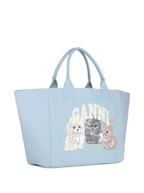 GANNI recycled-cotton tote bag - Blue - zdjęcie produktu nr 2