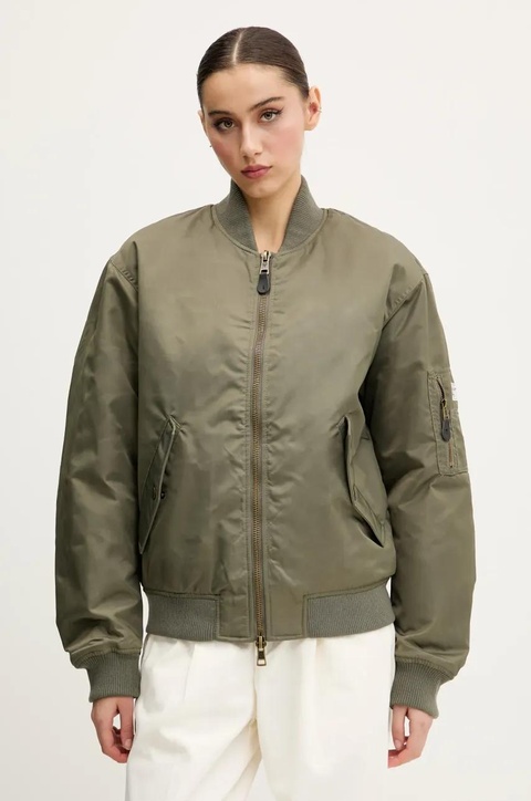 Guess Jeans kurtka bomber damska kolor zielony przejściowa W5RL81 WHAA2 - zdjęcie produktu nr 1