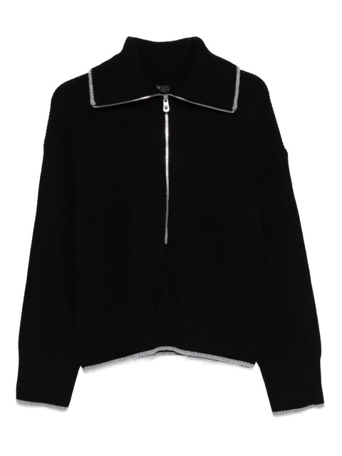 PINKO zip-front ribbed knit sweater - Black - zdjęcie produktu nr 1