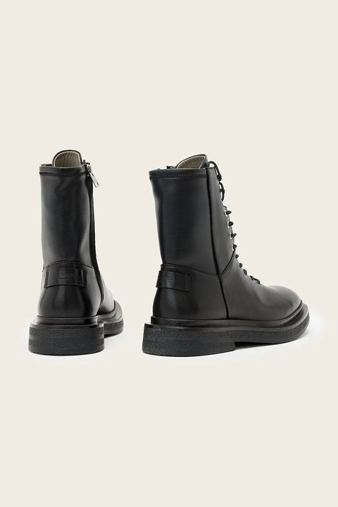 AllSaints workery skórzane Escher Lace Up Boot damskie kolor czarny na płaskim obcasie W084FD - zdjęcie produktu nr 1
