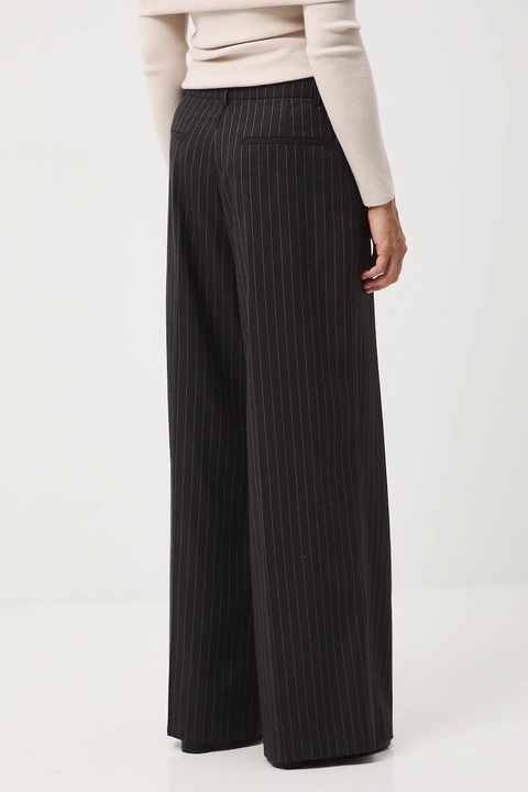 Medicine spodnie z domieszką wełny damskie kolor szary szerokie high waist - zdjęcie produktu nr 2