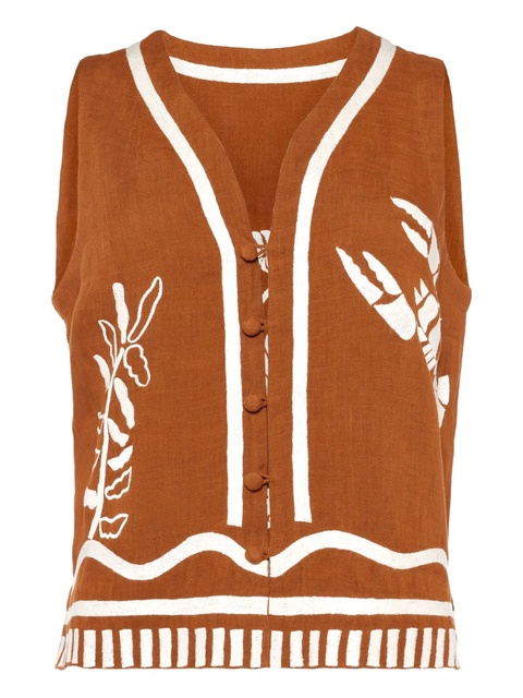 ERES Oursin embroidered sleeveless vest - Brown - zdjęcie produktu nr 1