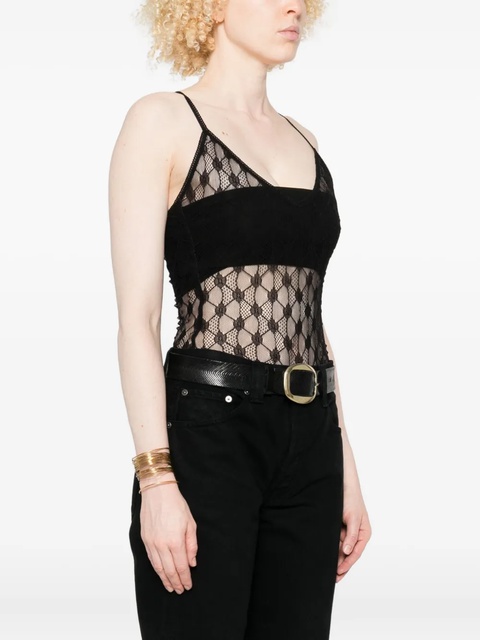 ISABEL MARANT geometric-pattern lace bodysuit - Black - zdjęcie produktu nr 1