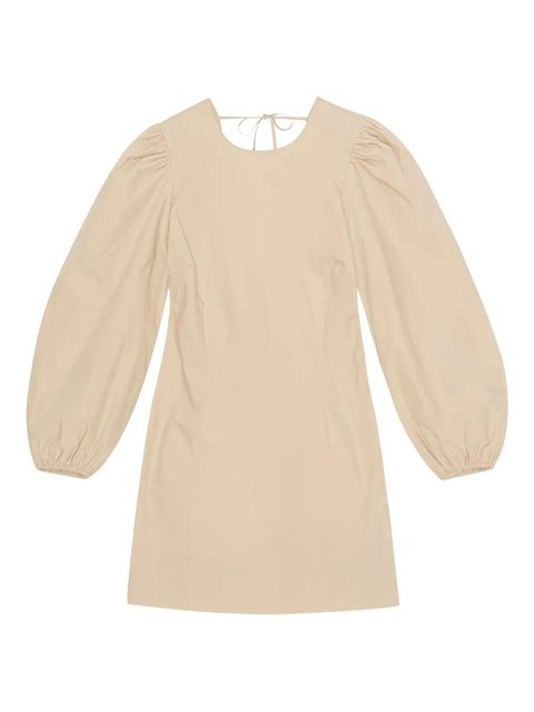 GANNI puff-sleeve tie-back mini dress - Neutrals - zdjęcie produktu nr 1