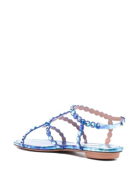 Aquazzura Tequila crystal-embellished leather sandals - Blue - zdjęcie produktu nr 2