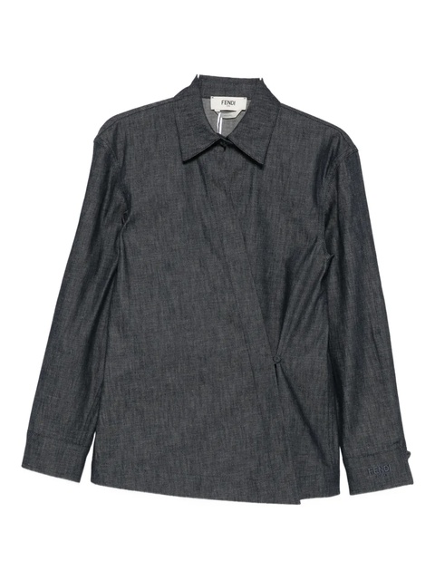 FENDI wrap-effect denim shirt - Blue - zdjęcie produktu nr 1