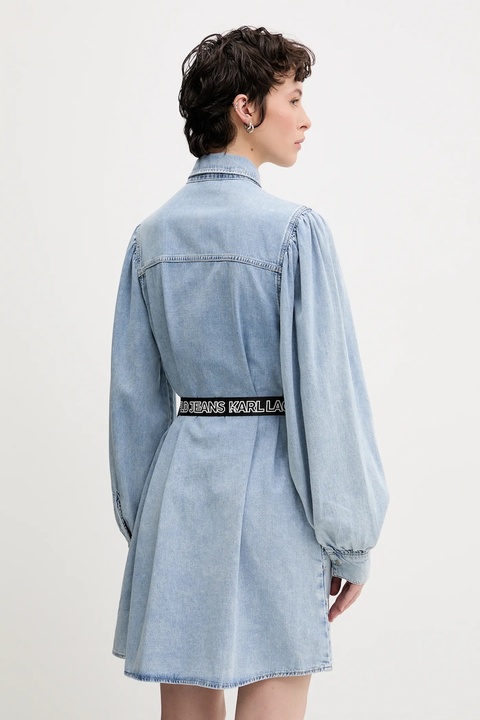 Karl Lagerfeld Jeans sukienka bawełniana kolor niebieski mini prosta A2W13022 - zdjęcie produktu nr 2