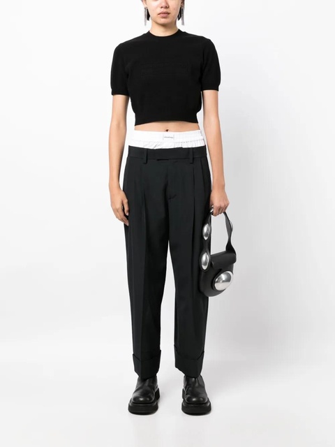 Alexander Wang logo-embossed cropped knitted top - Black - zdjęcie produktu nr 2