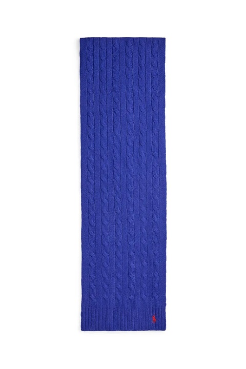Polo Ralph Lauren szalik wełniany damski kolor granatowy gładki 455956296 - zdjęcie produktu nr 2