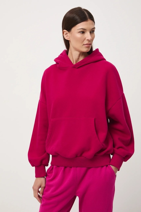 Medicine bluza damska kolor czerwony z kapturem gładka - zdjęcie produktu nr 2