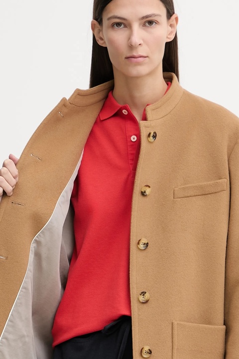 Bally płaszcz z dodatkiem wełny kolor beżowy WOU07G - zdjęcie produktu nr 2