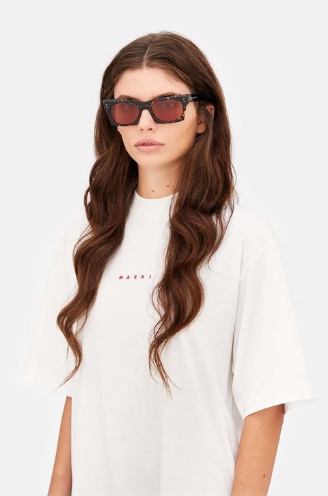 Marni okulary przeciwsłoneczne Edku Maculato kolor brązowy EYMRN00055 002 2B3 - zdjęcie produktu nr 2