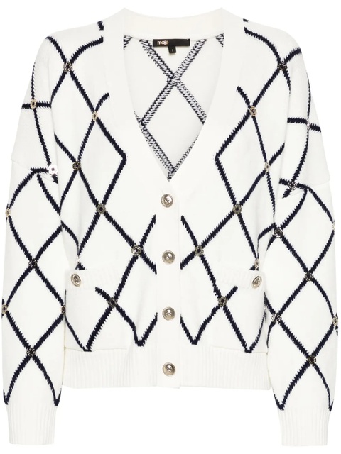 Maje diamond-pattern knitted cardigan - Neutrals - zdjęcie produktu nr 1