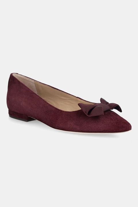 Lauren Ralph Lauren baleriny zamszowe Londyn Bow kolor czerwony 802955323004 - zdjęcie produktu nr 1