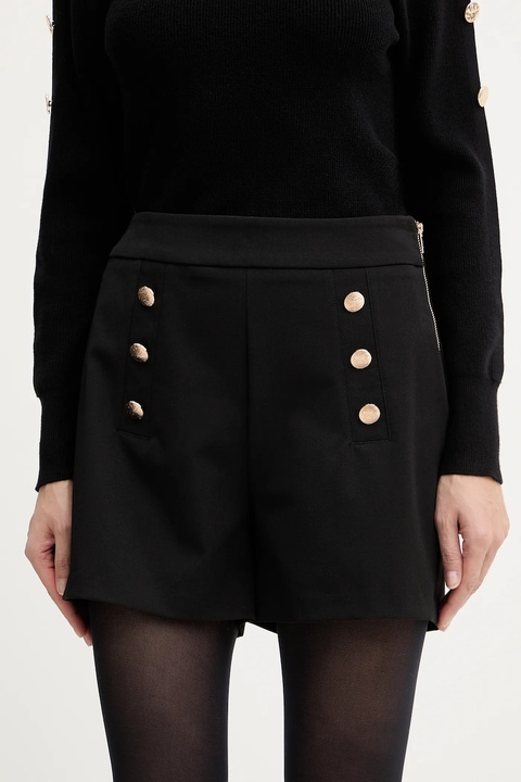 Morgan szorty damskie kolor czarny z aplikacją high waist SHUSE.F - zdjęcie produktu nr 1