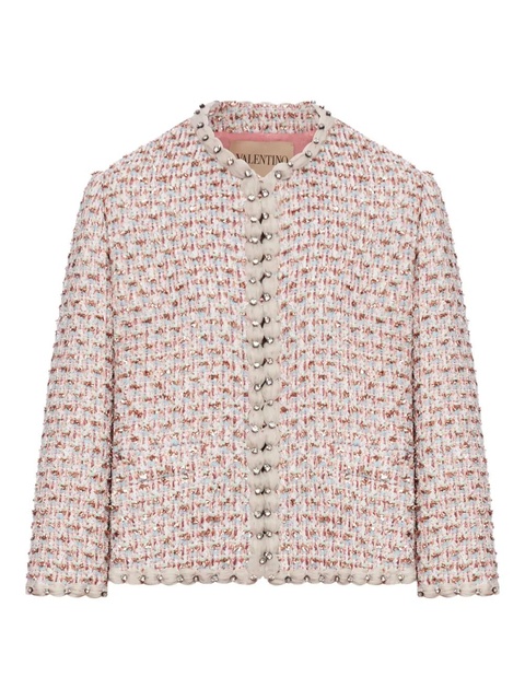 Valentino Garavani Ribbon embroidered tweed jacket - Pink - zdjęcie produktu nr 1