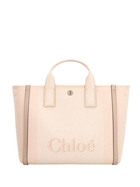 Chloé small Carry logo-detail canvas tote bag - Pink - zdjęcie produktu nr 1
