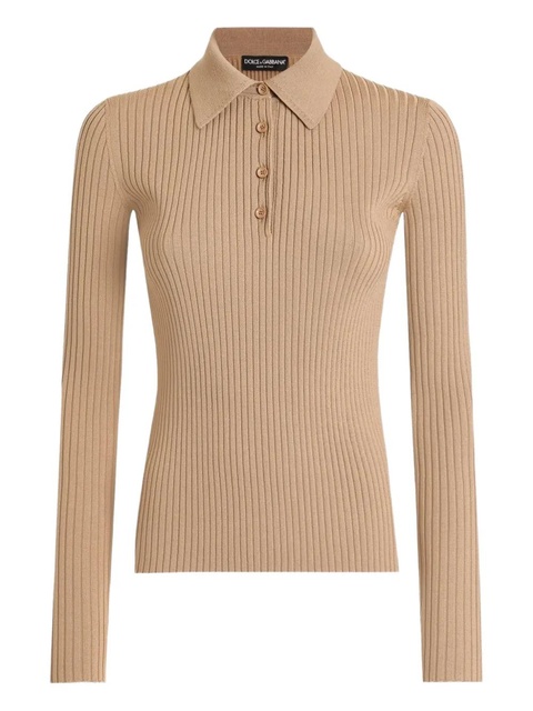 Dolce & Gabbana ribbed polo top - Neutrals - zdjęcie produktu nr 1