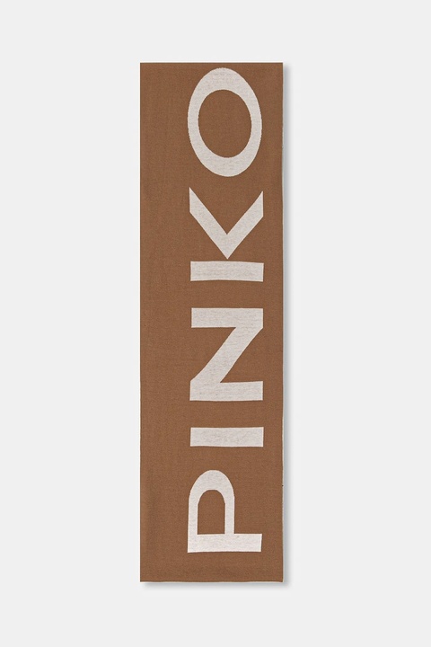 Pinko szalik z dodatkiem wełny damski kolor brązowy wzorzysty 105988 A2Z5 - zdjęcie produktu nr 2