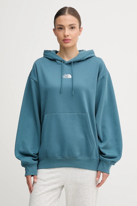 The North Face bluza Essential damska kolor zielony z kapturem gładka NF0A89ENBQ51 - zdjęcie produktu nr 1
