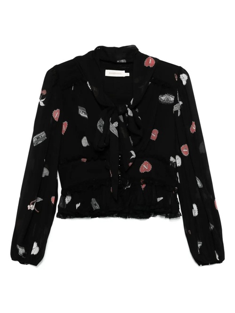 ZIMMERMANN V-neck lace blouse - Black - zdjęcie produktu nr 1