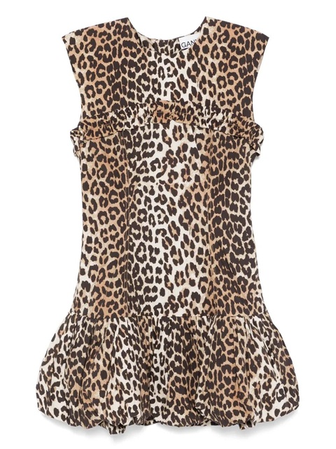 GANNI leopard-print cotton mini dress - Brown - zdjęcie produktu nr 1