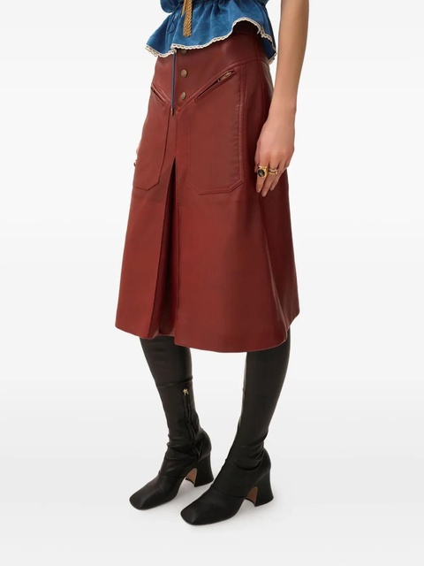 Chloé pocketed leather midi straight skirt - Red - zdjęcie produktu nr 1