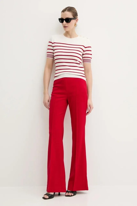 Morgan spodnie PECO.F damskie kolor czerwony dzwony high waist PECO.F - zdjęcie produktu nr 2