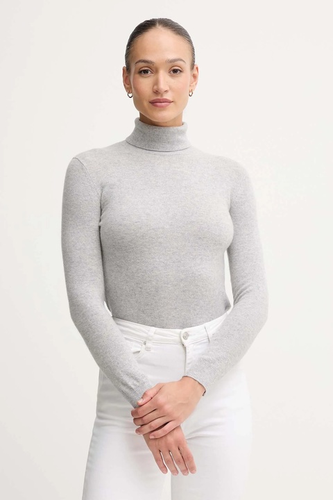 United Colors of Benetton sweter wełniany damski kolor szary z golfem 1002D2348 - zdjęcie produktu nr 1