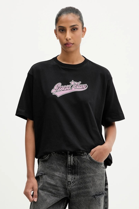 Guess Jeans t-shirt bawełniany damski kolor czarny W5BI31 K8HM0 - zdjęcie produktu nr 1