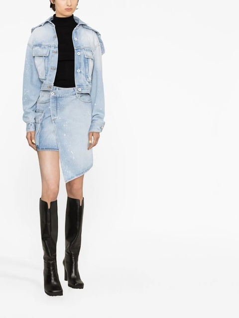 Off-White distressed cropped denim jacket - Blue - zdjęcie produktu nr 1