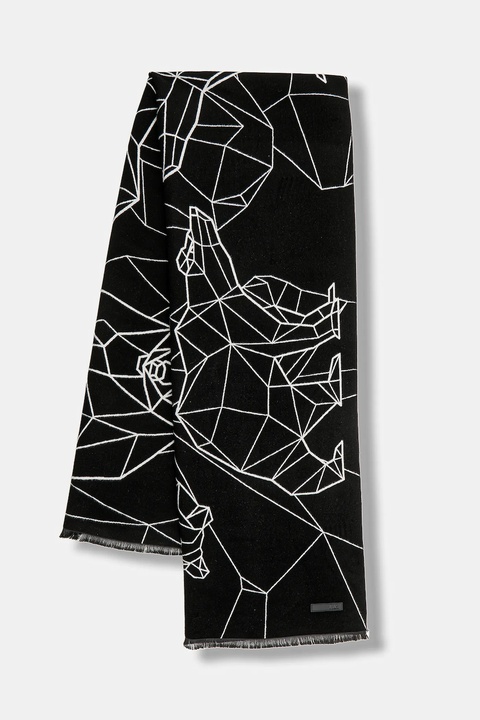 EA7 Emporio Armani szalik damski kolor czarny wzorzysty AF10450.7W000707 - zdjęcie produktu nr 1