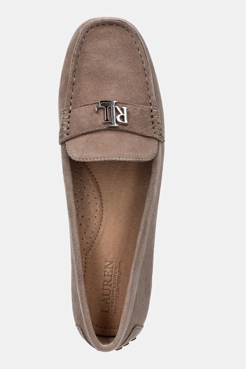 Lauren Ralph Lauren mokasyny zamszowe Barnsbury damskie kolor beżowy na płaskim obcasie 802821629031 - zdjęcie produktu nr 2