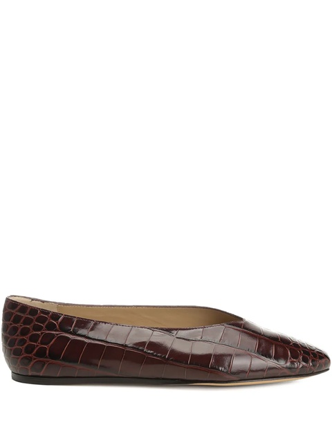 Le Monde Beryl Regency crocodile-effect pointed slippers - Brown - zdjęcie produktu nr 1