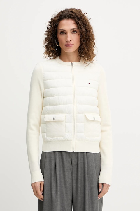 Tommy Hilfiger kurtka z domieszką wełny kolor beżowy przejściowa WW0WW46741 - zdjęcie produktu nr 1