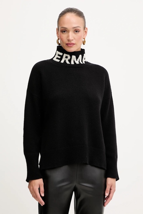 Ermanno Scervino sweter wełniany damski kolor czarny z golfem 57TM027EO1 - zdjęcie produktu nr 1