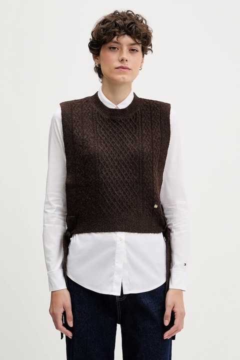 Pedro del Hierro kamizelka damski kolor brązowy lekki 4962459 - zdjęcie produktu nr 1