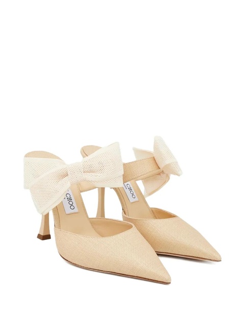 Jimmy Choo 100mm Brook bow pointed mules - Neutrals - zdjęcie produktu nr 1