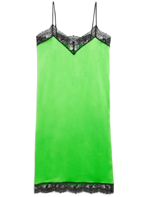 AMI Paris lace-trim slip dress - Green - zdjęcie produktu nr 1