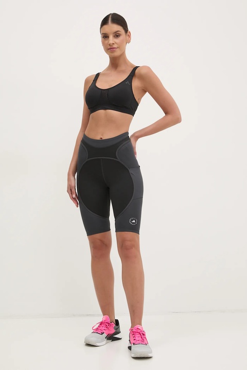 adidas by Stella McCartney szorty treningowe Two-Tone kolor czarny wzorzyste high waist JM0304 - zdjęcie produktu nr 1