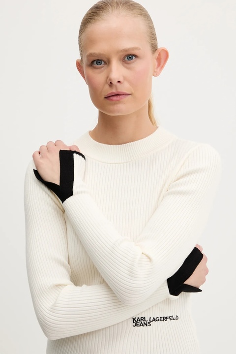 Karl Lagerfeld Jeans sweter damski kolor beżowy lekki A3W18006 - zdjęcie produktu nr 2