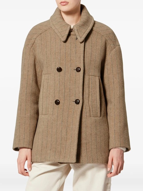 ISABEL MARANT pinstripe double-breasted fiby coat - Neutrals - zdjęcie produktu nr 2