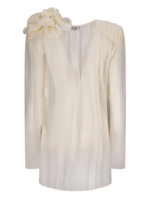 Magda Butrym silk rose-embellished top - Neutrals - zdjęcie produktu nr 2