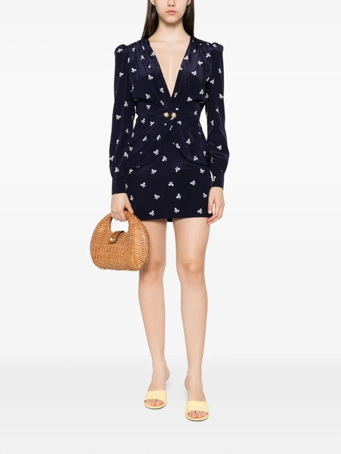 Alessandra Rich bow-print mini dress - Blue - zdjęcie produktu nr 2