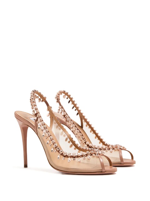 Aquazzura 105mm open-toe slingback heeled pumps - Neutrals - zdjęcie produktu nr 2