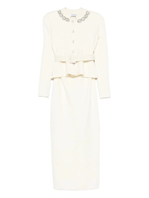 Self-Portrait embellished belted dress - White - zdjęcie produktu nr 1